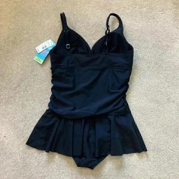 New with tags Swim Solutions Solid V-Neck skater Swimdress in size 14 - Picture 4 of 6